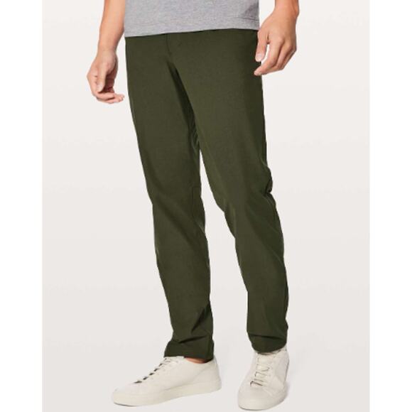 Lululemon Men's ABC Pant Classic Warpstreme Dark Olive Green 32 Dress Commuter - Picture 1 of 9